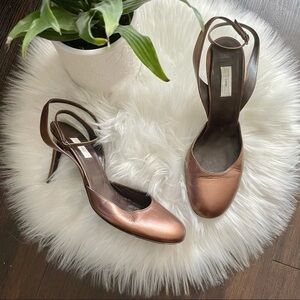 Barney’s New York co-op bronze wrap ankle heels